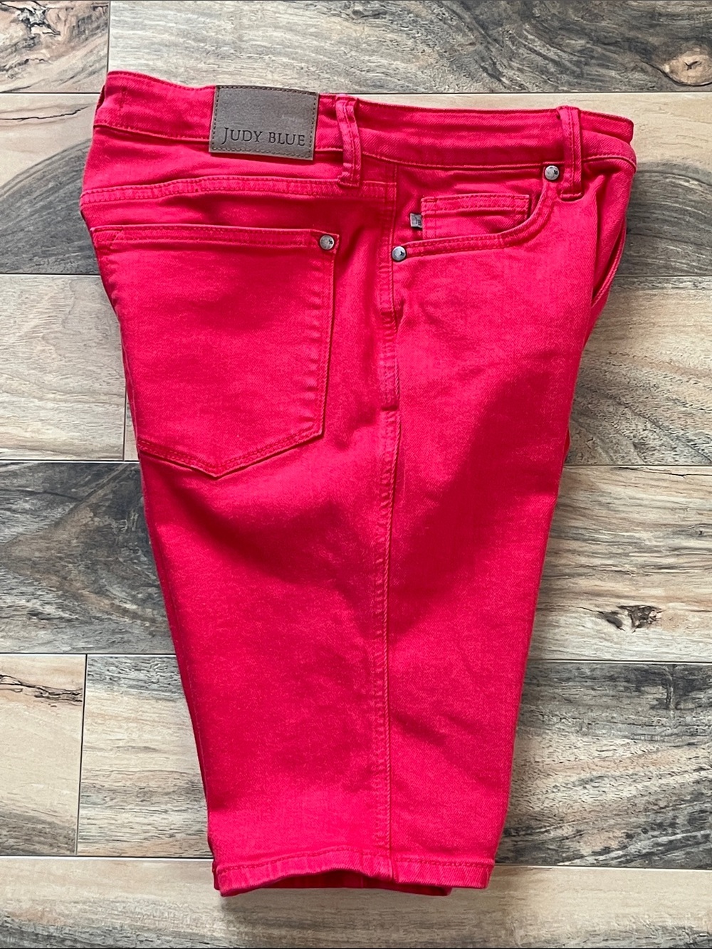 Judy Blue Bermuda Shorts High Rise Tummy Control Stretch Red Womens Large